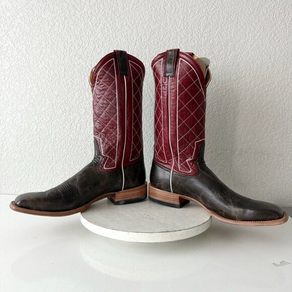 Rod Patrick Mens Cowboy Boots 15AA Mocha Bison Brown Leather Western Square Toe - Picture 9 of 13